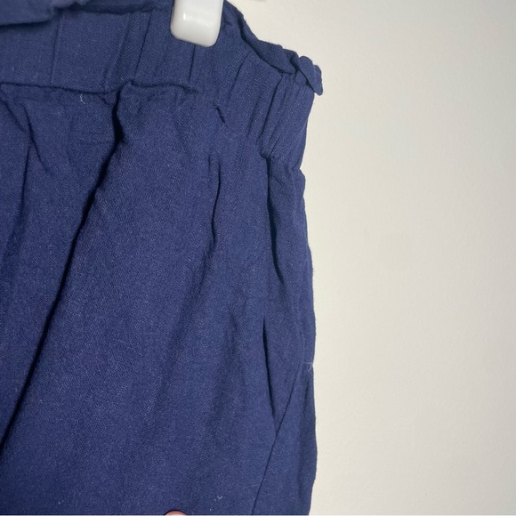 Navy Linen-Blend Elastic-Waist Maternity Shorts - Size XL - Picture 4 of 9